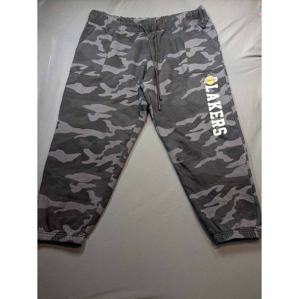 New Era Los Angeles Lakers Camo Sweatpants Women's XL Grey Joggers NBA Fleece
